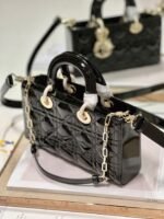 Dior Lady D-Joy Medium Bag Faux in Black Patent Cannage Calfskin - Image 6