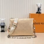 Louis Vuitton Coussin PM Bag In Light Gold With Jacquard Strap