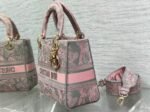 Dior Lady D-Lite Medium Bag Knockoff in Grey and Pink Toile de Jouy Reverse Embroidery - Image 9