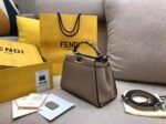 Top Quality Knockoff Fendi Peekaboo Mini Selleria Grey Bag with Python Leather Handle - Image 9