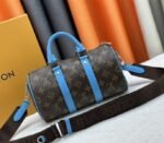 Louis Vuitton Monogram Macassar Canvas Keepall Bandouliere 25 In Gaston Blue - Image 4