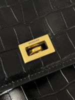 Knockoff Balenciaga Rodeo Large Bag Black Crocodile Embossed Calfskin - Image 3