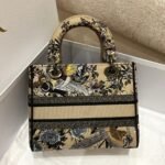Dior Lady D-Lite Medium Bag Fake in Beige Jardin d Hiver Embroidery - Image 7