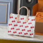X TM Monogram Cherry Canvas Onthego MM In White Style 1