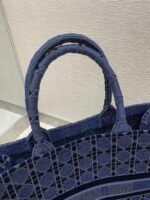 Dior Large Book Tote Bag Knockoff in Blue Cannage Embroidered Velvet - Image 9