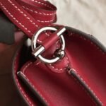 Red designer replica Hermes Mini Sac Roulis handbag - Image 3