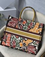 Dior Large Book Tote Bag Faux in Yellow Multicolor Dior Paisley Embroidery - Image 7