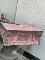 Dior Large Book Tote Bag Fake in Pink and Gray Toile de Jouy Sauvage Embroidery - Image 4