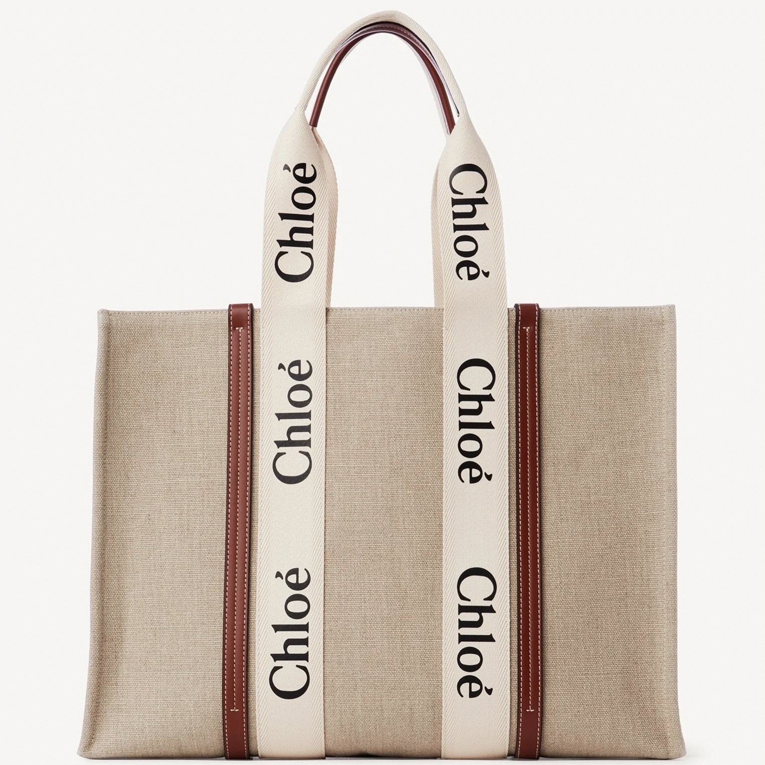 F6C4D8FE-F6F7-A66F-E1EA-217B85729E36.jpg Top Quality Fake Chloe Medium Woody Tote Bag in Canvas with Tan Leather Strips - Image 1