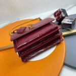 Fake Saint Laurent Sunset Medium Chain Bag Bordeaux Crocodile-embossed Leather - Image 9