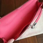 Rose Lipstick Epsom Imitation Hermes Kelly Cut Clutch Stylish Bag - Image 6