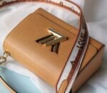 Louis Vuitton Epi Leather Twist MM Bag With Jacquard Strap In Honey Gold - Image 4