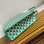 Prada Symbole Large Bag Fake in Green/White Jacquard Fabric - Image 6
