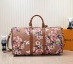 Louis Vuitton Keepall Bandouliere 50 Travel Bag In Brown With Floral Pattern - Image 4
