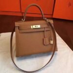 Brown Epsom Faux Luxury Hermes Kelly Sellier 28cm Elegant Purse - Image 5