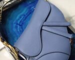 Dior Saddle Bag Knockoff in Denim Blue Grained Calfskin - Image 3
