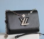 Louis Vuitton Epi Leather Twist MM With Flowers Jewels Chain Bag In Black