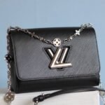 Louis Vuitton Epi Leather Twist MM With Flowers Jewels Chain Bag In Black