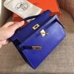Electric Blue Epsom Replica Hermes Kelly Pochette Bright Purse - Image 7