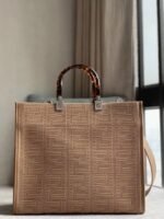 Top Quality Knockoff Fendi Sunshine Medium Tote Bag In Beige FF Fabric - Image 8