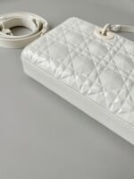 Dior Lady D-Joy Medium Bag Knockoff in White Calfskin with Diamond Motif - Image 10