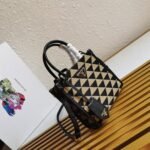 Prada Symbole Micro Bag Fake in Black/Beige Jacquard Fabric - Image 6