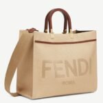 Top Quality Fake Fendi Sunshine Medium Tote Bag In Beige Canvas