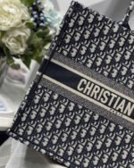 Dior Large Book Tote Bag Fake in Blue Dior Oblique Embroidery - Image 3