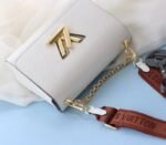 Louis Vuitton Epi Leather Twist MM Bag In Optic White With Jacquard Strap - Image 4