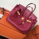Ruby Tone Faux Designer Hermes Birkin 30cm Tote - Image 5