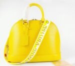 Louis Vuitton Epi Leather Alma PM Handbag In Cedrat Yellow With Jacquard Strap