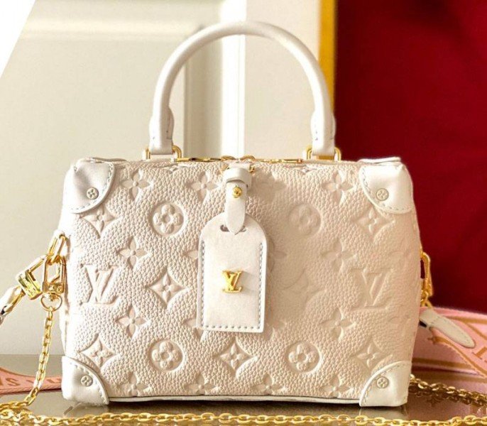 FB7E69D2-0721-D171-3226-F2E1B19FCC6F.jpg Louis Vuitton Monogram Empreinte Petite Malle Souple Handbag In Cream - Image 1