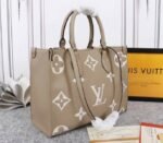 Louis Vuitton Monogram Empreinte OnTheGo MM Tote In Tourterelle Gray - Image 2