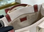 Top Quality Replica Chloe Small Woody Tote Bag in Canvas with Camel Leather Strips - Image 6