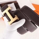 Chocolate clemence fake Hermes H belt buckle