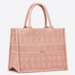 Dior Medium Book Tote Bag Knockoff in Pink Cannage Embroidered Canvas