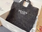 Prada Large Tote Bag Fake in Black Woven Raffia - Image 5
