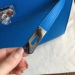 Blue Epsom Fake Hermes Kelly 32cm Sellier Fashion Handbag - Image 2