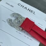 Chanel Red Patent Leather CC Logo Belt - Image 4