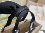 Top Quality Knockoff Chloe Medium Woody Tote Bag in Canvas with Black Leather Strips - Image 6