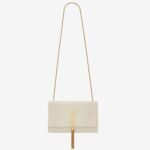 Replica Saint Laurent Kate Medium Tassel Bag White Crocodile-embossed Leather