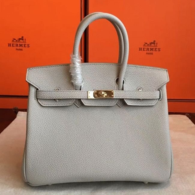 FEE5B4FC-C655-75DE-6497-16CB487C5FA3.jpg Pearl Grey Knockoff Designer Hermes Birkin 30cm Bag - Image 1