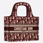 Dior Mini Book Tote Bag Replica in Bordeaux Velvet Oblique Embroidered