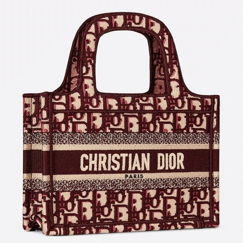 FF0F3E4F-8C2A-2ED5-4EAC-E280AB014241.jpg Dior Mini Book Tote Bag Replica in Bordeaux Velvet Oblique Embroidered - Image 1