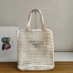 Prada Small Tote Bag Best Replica in White Woven Raffia - Image 3